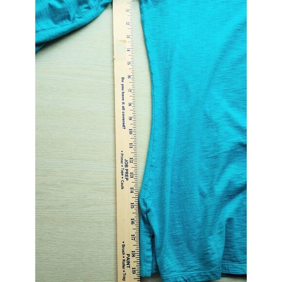 TOP/BLOUSE-COLDWATER CREEK-Turquoise-Roll Tab Sleeves-Pleated Back-Size XL - Picture 16 of 16